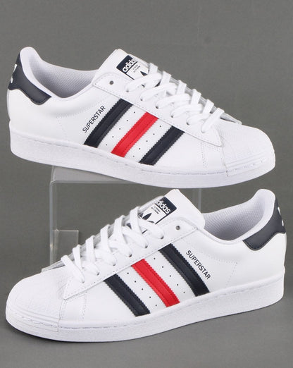Adidas Superstar Trainers White/Red/Navy