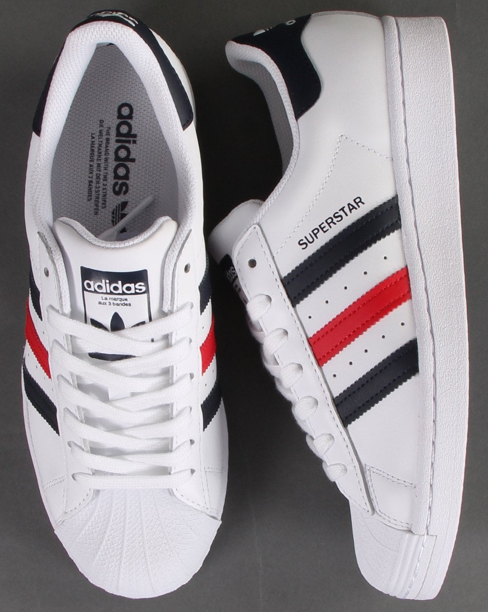 Adidas Superstar Trainers White/Red/Navy