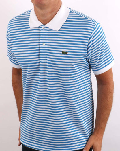 Lacoste Stripe Polo Shirt White/Blue