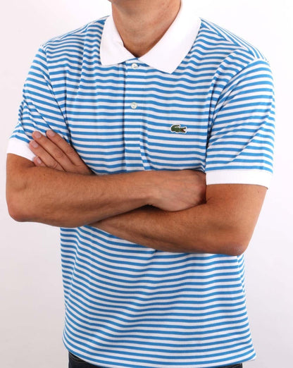 Lacoste Stripe Polo Shirt White/Blue