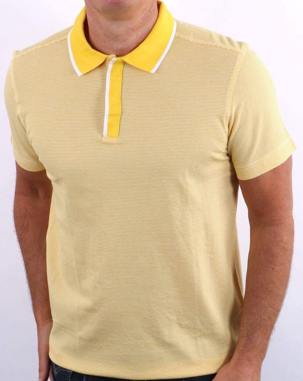 Benetton Striped Polo Shirt Yellow