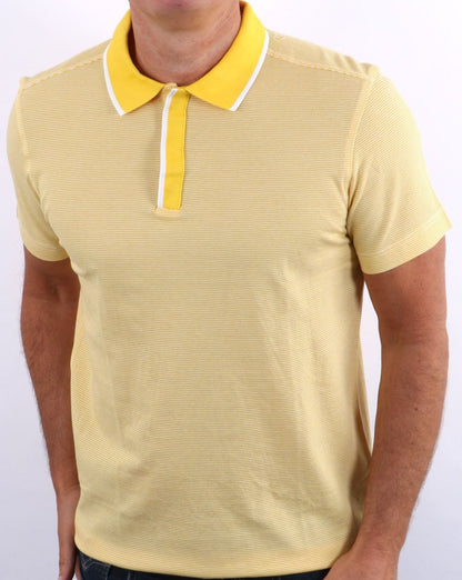 Benetton Striped Polo Shirt Yellow