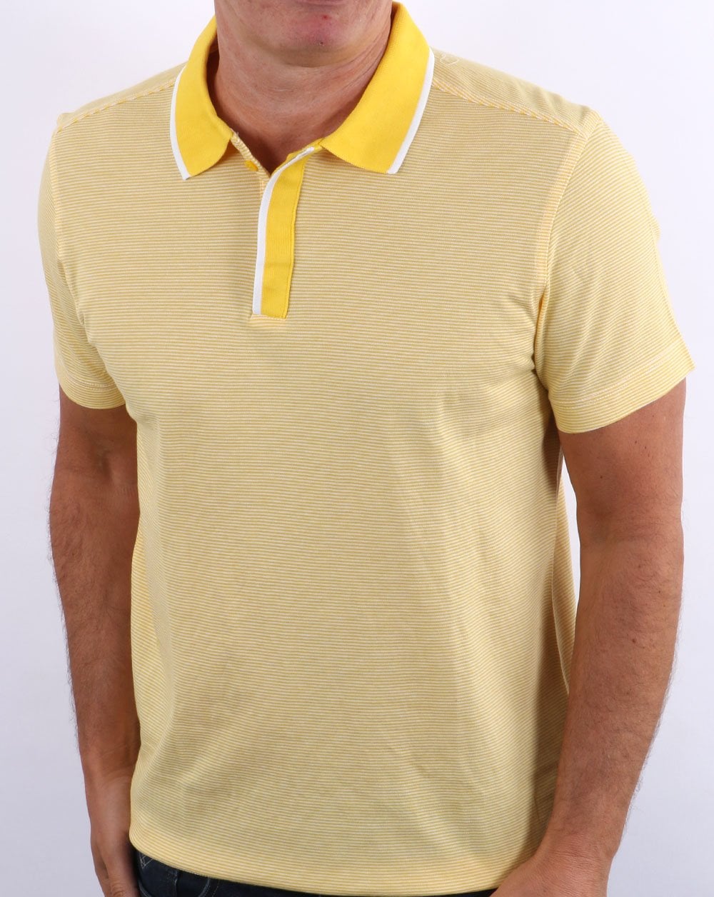 Benetton Striped Polo Shirt Yellow