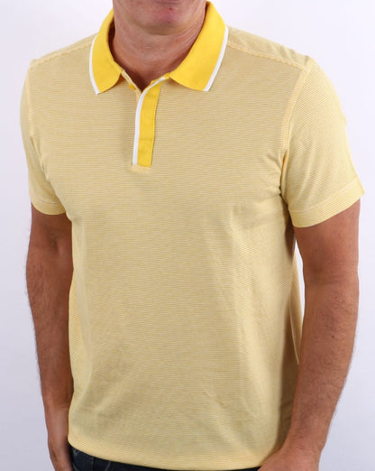 Benetton Striped Polo Shirt Yellow