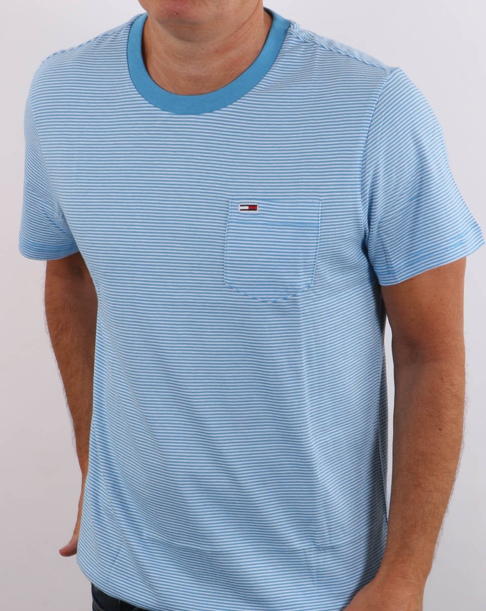 Tommy Jeans Stripe Pocket T-shirt Blue/White
