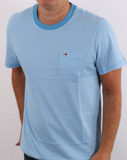 Tommy Jeans Stripe Pocket T-shirt Blue/White