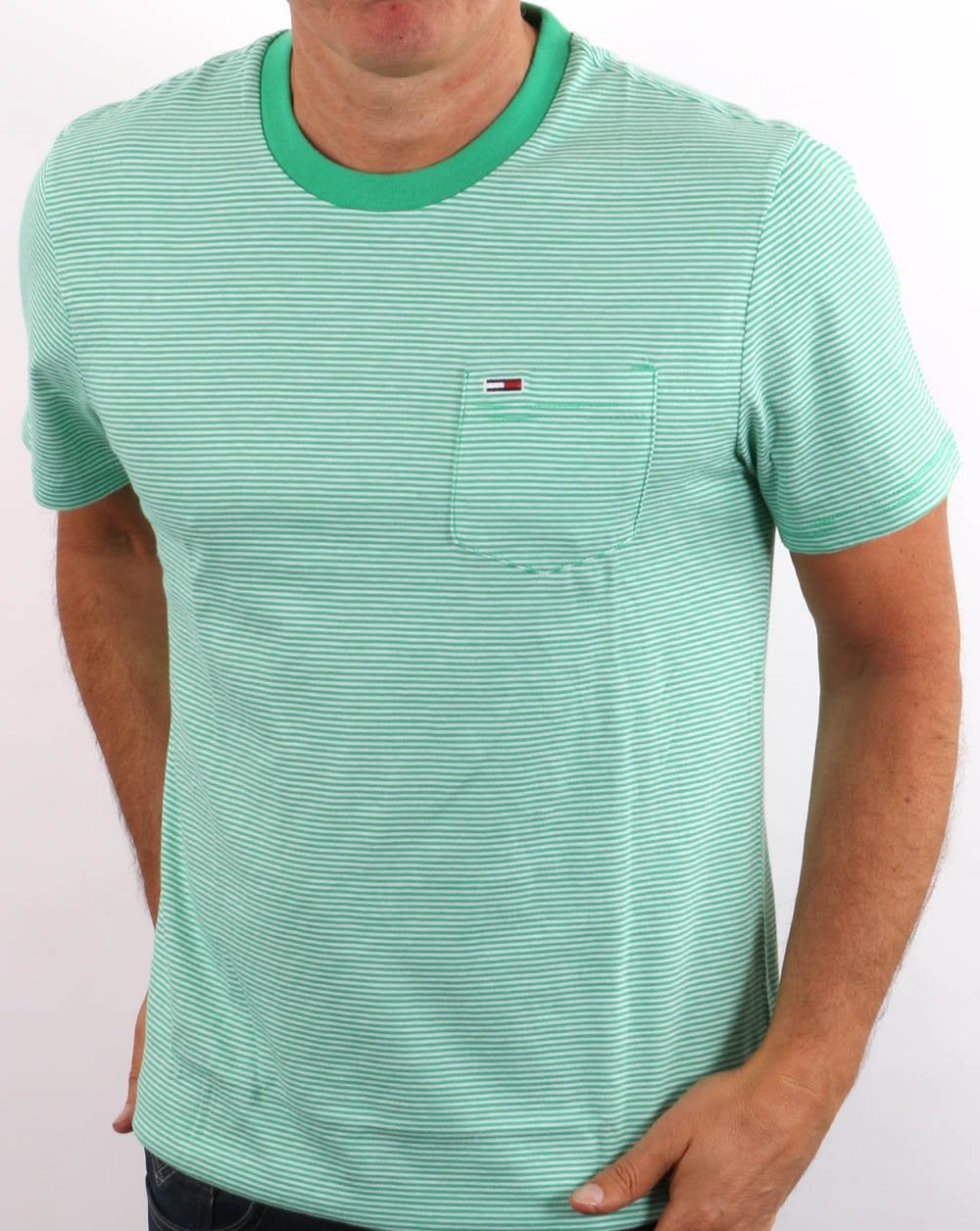 Tommy Jeans Stripe Pocket T-shirt Green/White