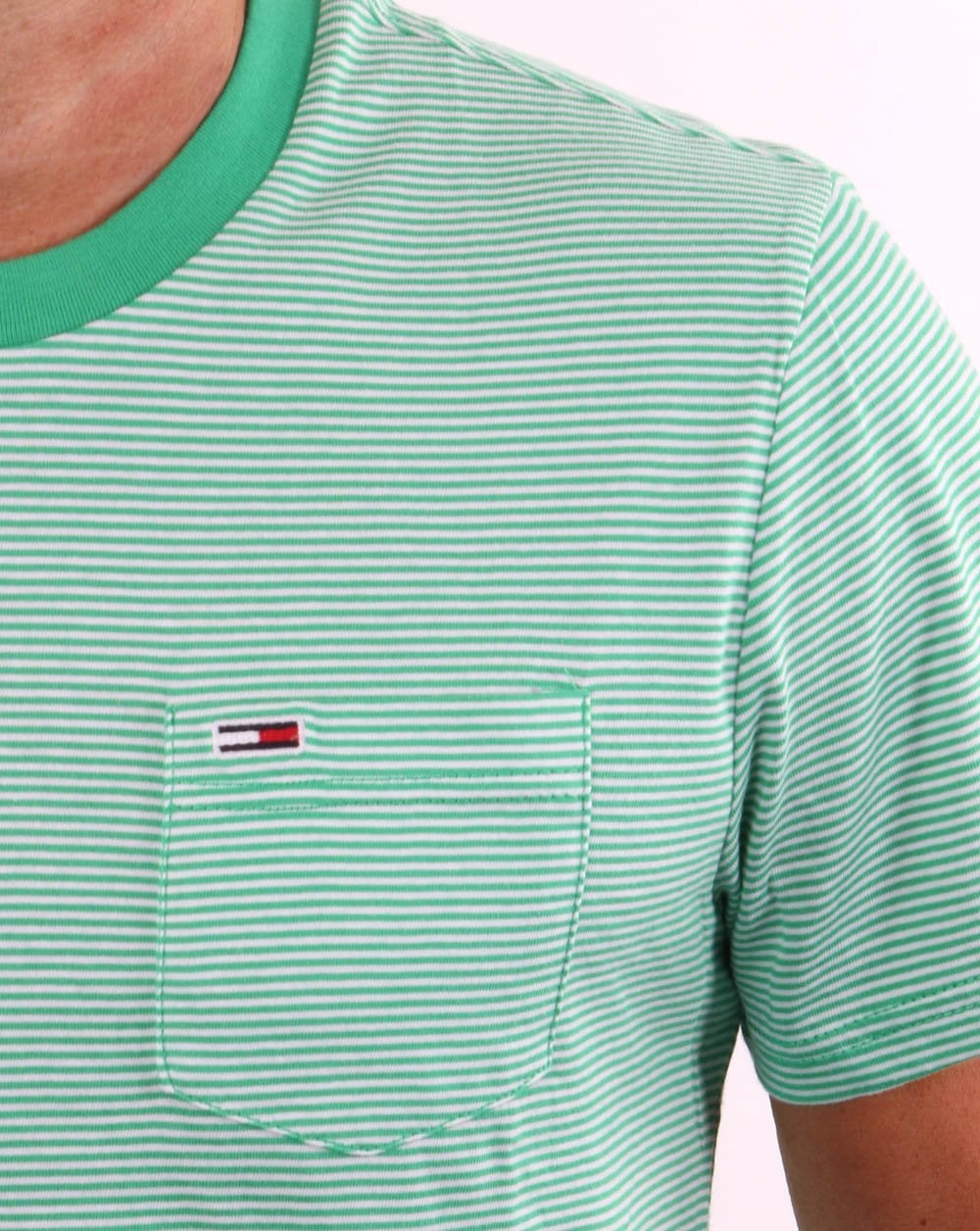 Tommy Jeans Stripe Pocket T-shirt Green/White