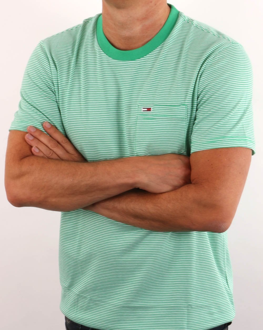 Tommy Jeans Stripe Pocket T-shirt Green/White