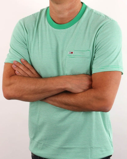 Tommy Jeans Stripe Pocket T-shirt Green/White