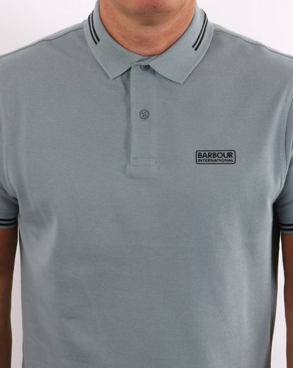 Barbour International Essential Tipped Polo Grey Blue