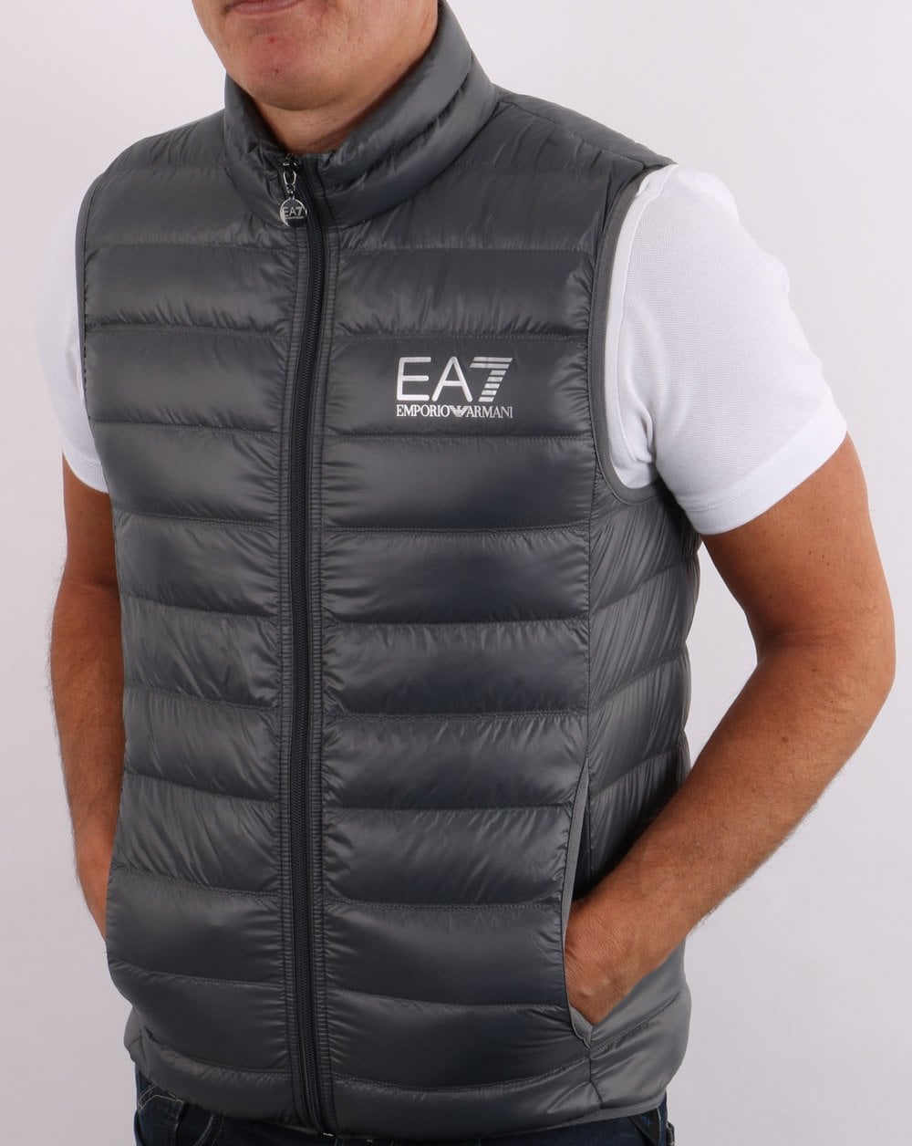EA7 Core Logo Down Vest Charcoal Grey