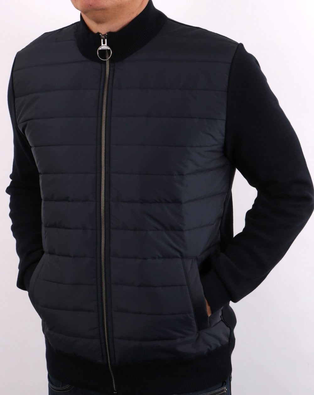 Barbour Baffle Zip Thru Navy