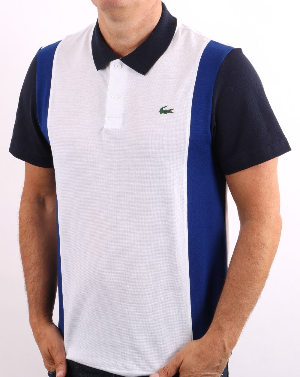 Lacoste Sport Panel Polo Shirt White/Blue