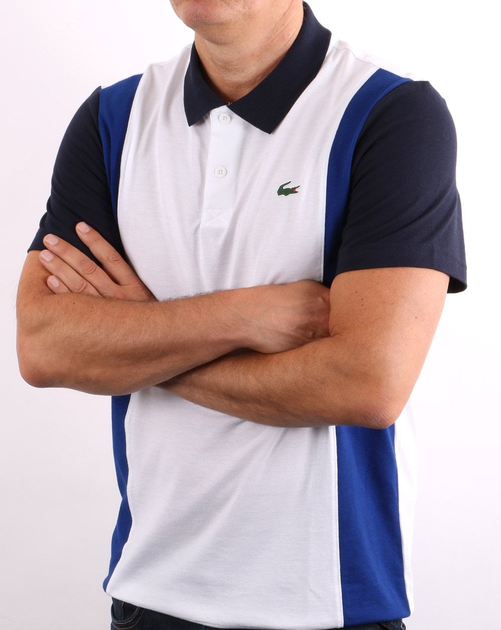 Lacoste Sport Panel Polo Shirt White/Blue
