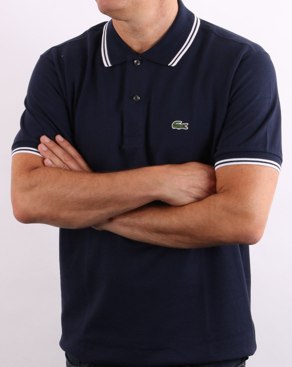 Lacoste Tipped Polo Shirt Navy/White
