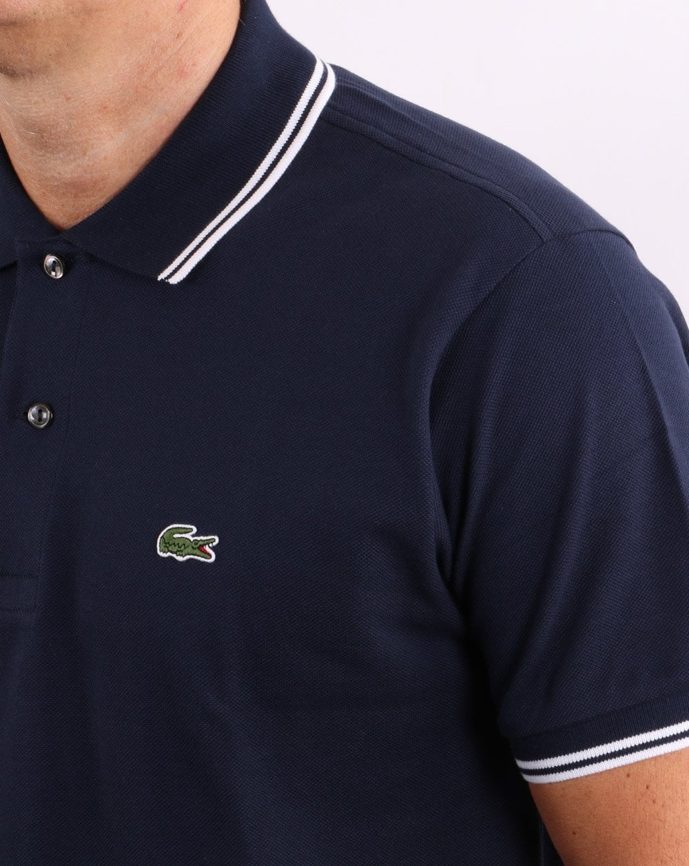 Lacoste Tipped Polo Shirt Navy/White