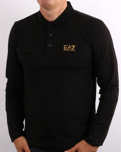 Emporio Armani EA7 Long Sleeve Polo Shirt Black