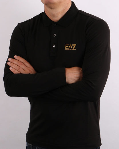 Emporio Armani EA7 Long Sleeve Polo Shirt Black
