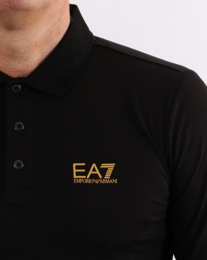 Emporio Armani EA7 Long Sleeve Polo Shirt Black