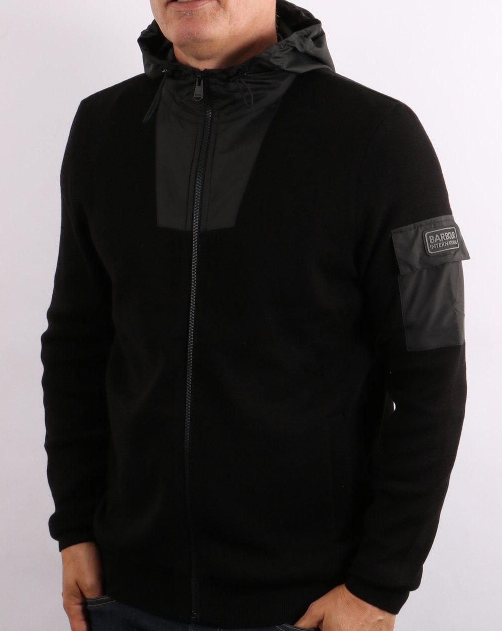 Barbour International Swift Knit Hoodie Black