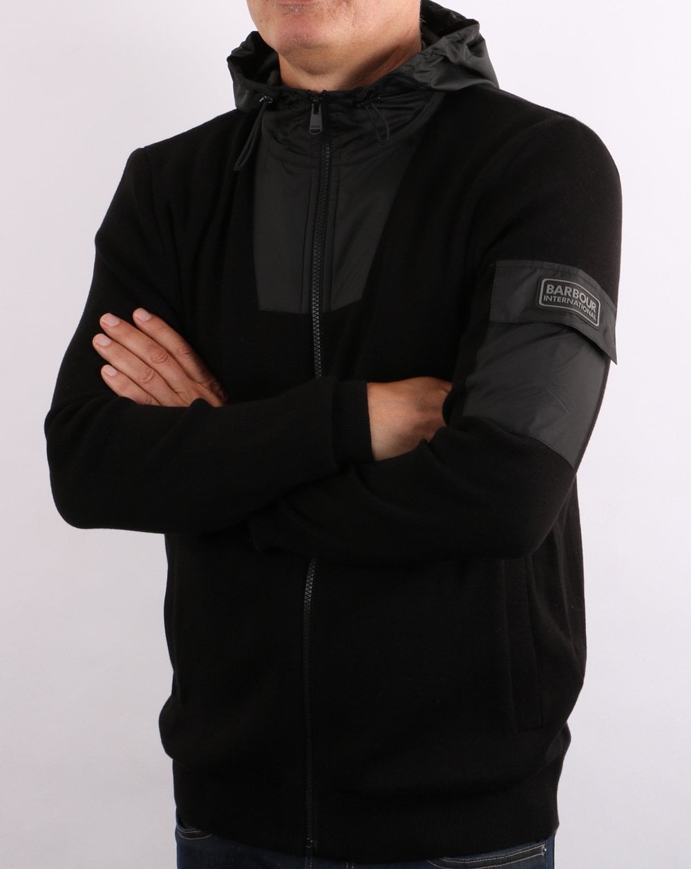 Barbour International Swift Knit Hoodie Black