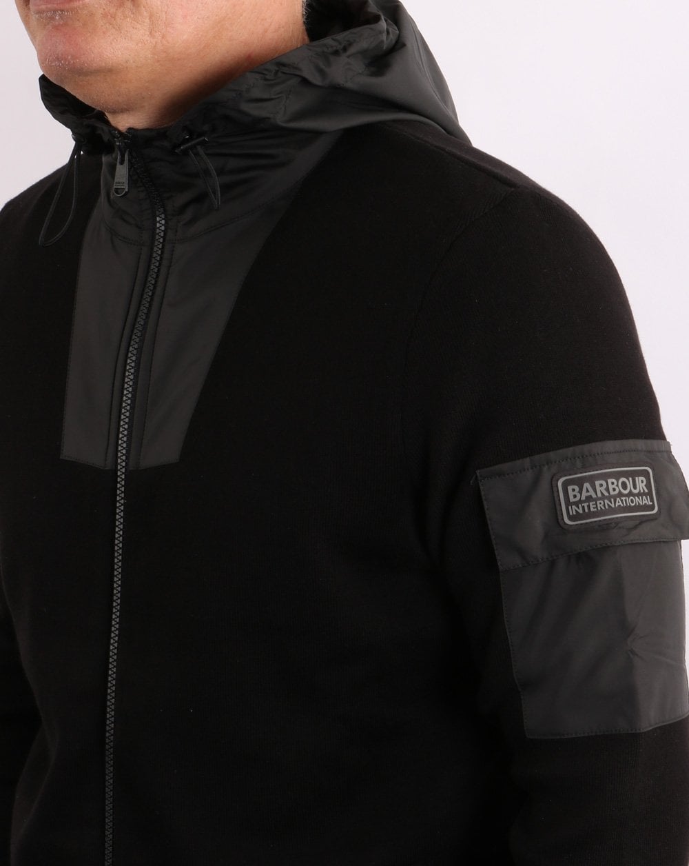 Barbour International Swift Knit Hoodie Black