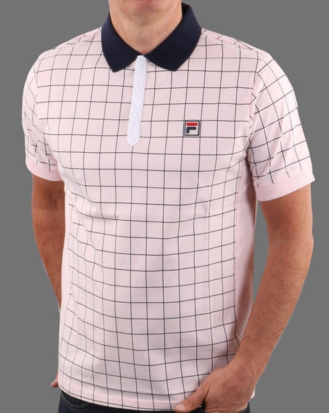 Fila Vintage Check Polo Shirt Chalk Pink/navy
