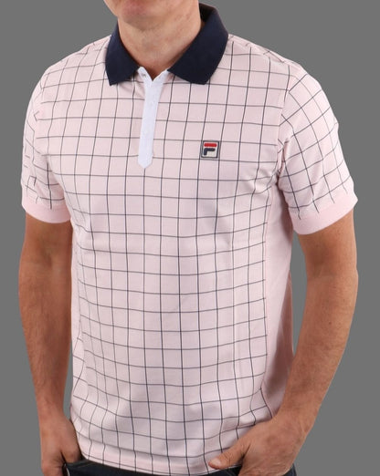 Fila Vintage Check Polo Shirt Chalk Pink/navy