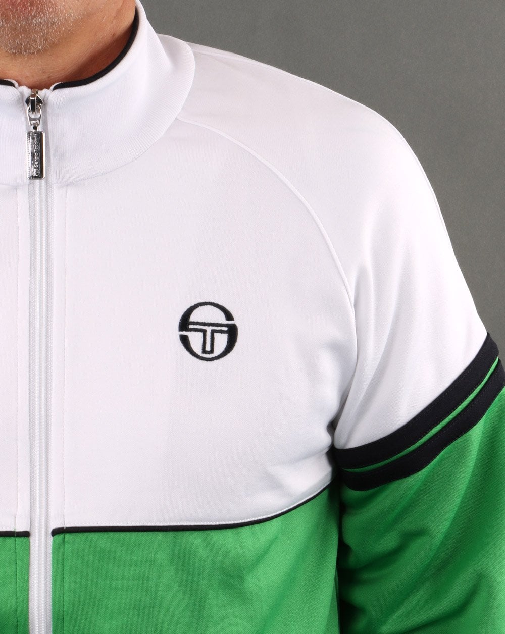 Sergio Tacchini Orion Track Top White- Fresh Green