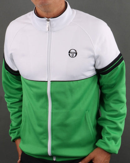 Sergio Tacchini Orion Track Top White- Fresh Green