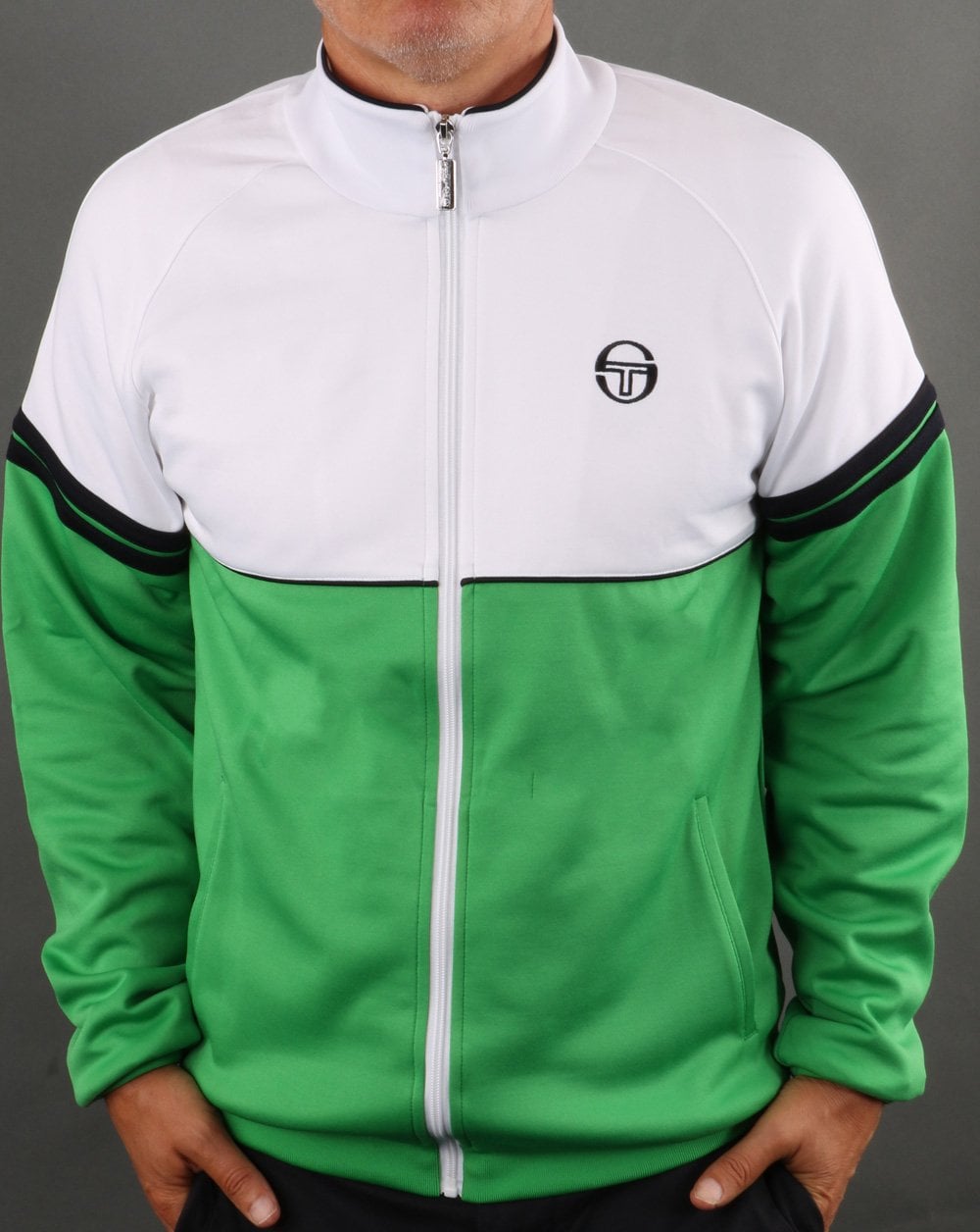 Sergio Tacchini Orion Track Top White- Fresh Green