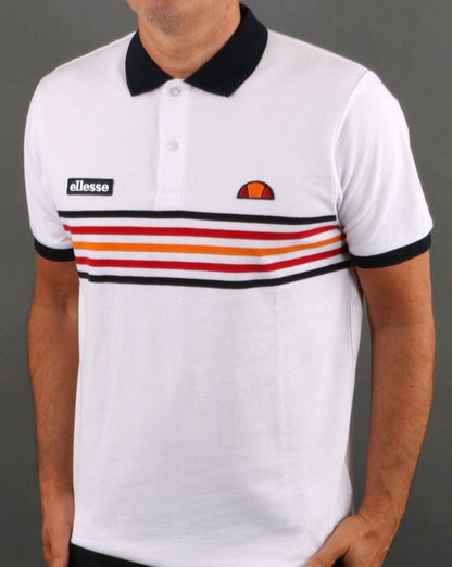 Ellesse Multi Stripe Polo Shirt White
