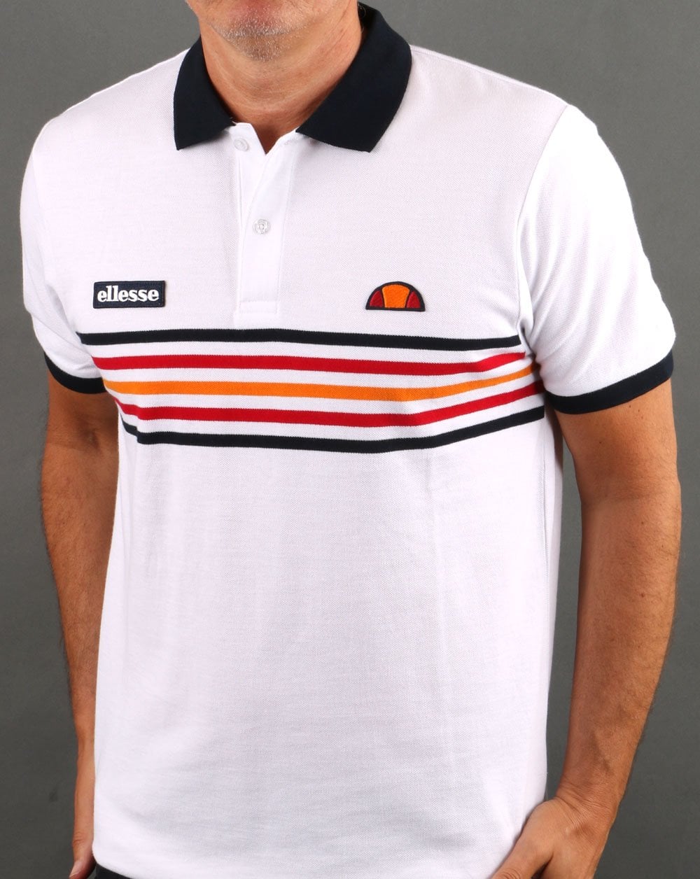 Ellesse Multi Stripe Polo Shirt White