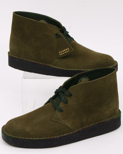 Clarks Originals Desert Coal Shoe Olive Suede