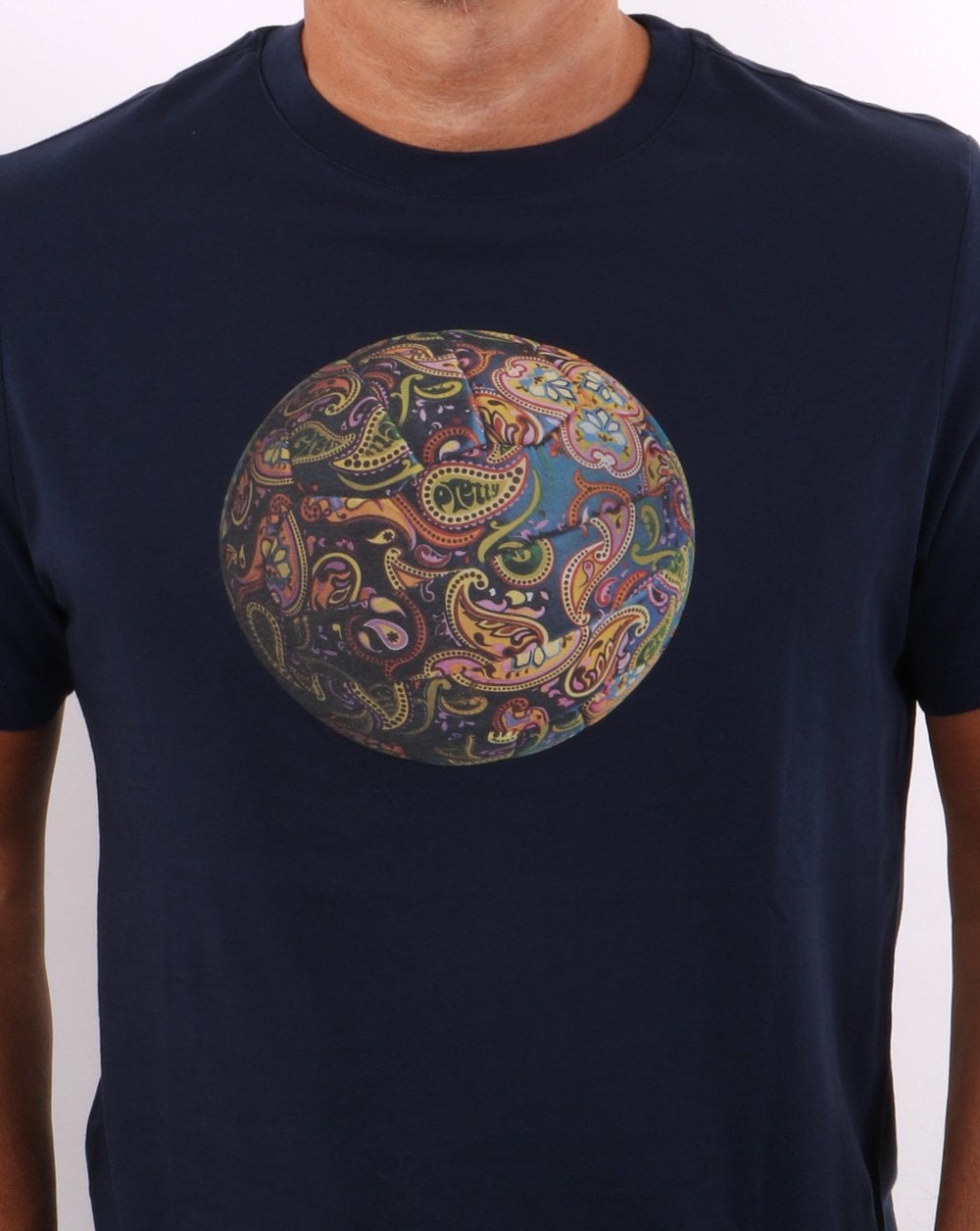 Pretty Green Paisley Football T-shirt Navy