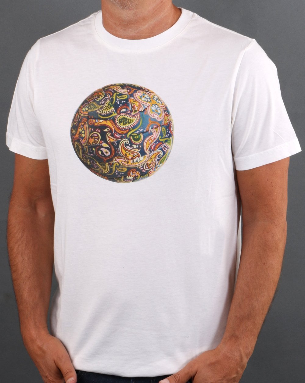 Pretty Green Paisley Football T-shirt White