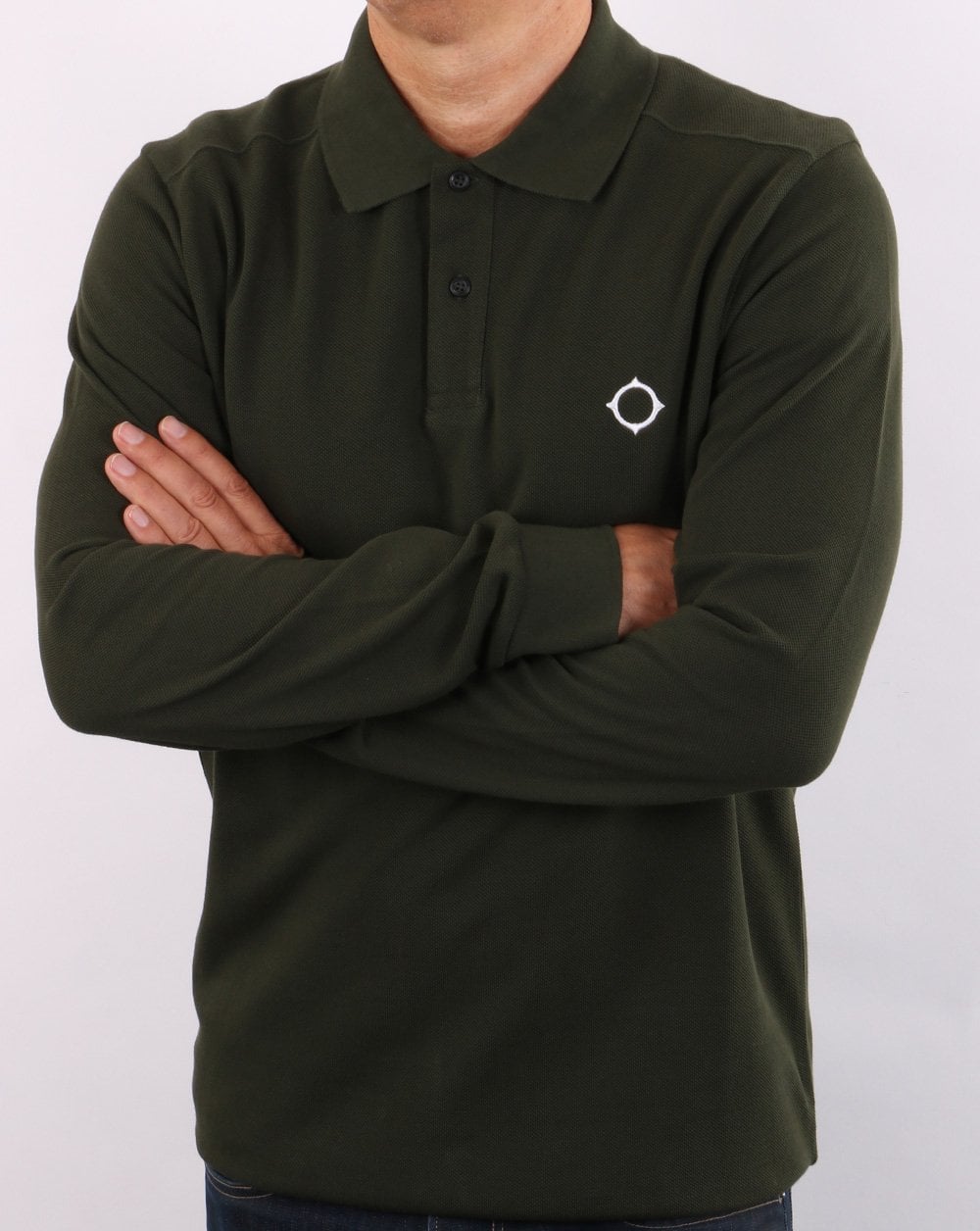 Ma.strum Long Sleeve Pique Polo Shirt Dark Green