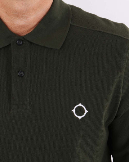 Ma.strum Long Sleeve Pique Polo Shirt Dark Green