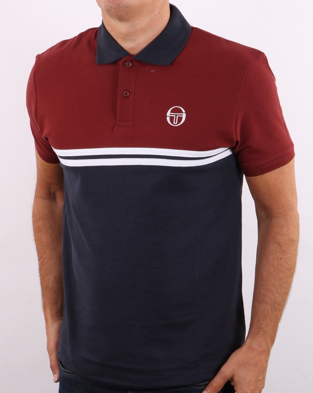 Sergio Tacchini Split Polo Shirt Port/navy/white