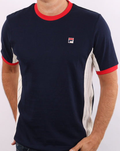 Fila Vintage Warner T Shirt Navy/White