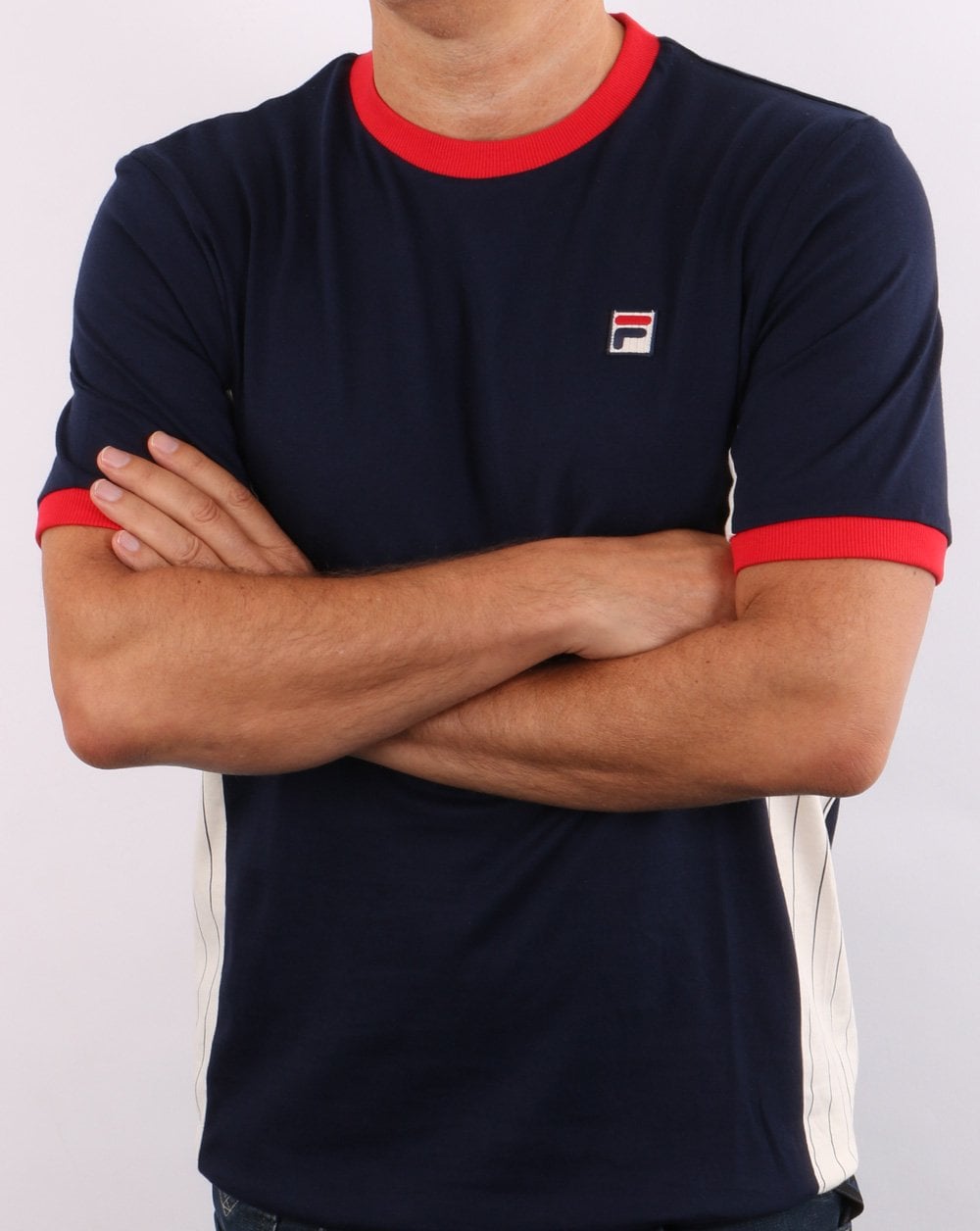 Fila Vintage Warner T Shirt Navy/White