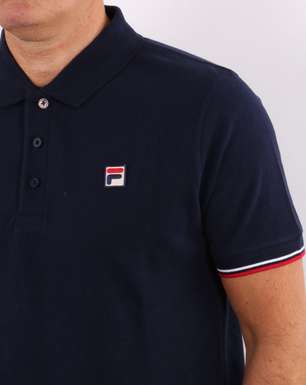 Fila Vintage Tipped Cuff Polo Shirt Navy