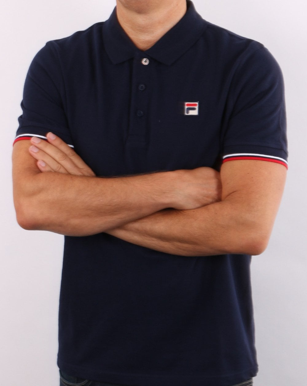 Fila Vintage Tipped Cuff Polo Shirt Navy