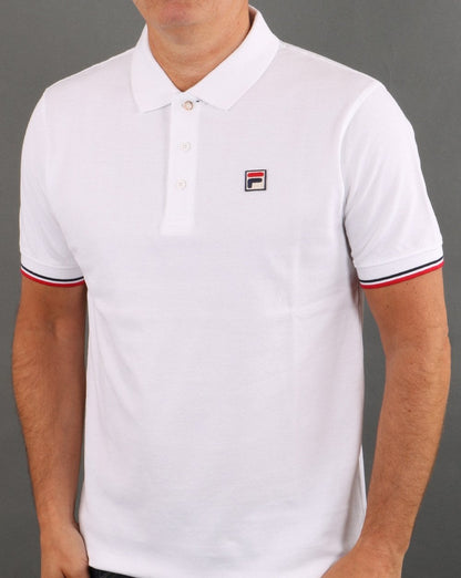 Fila Vintage Tipped Cuff Polo Shirt White