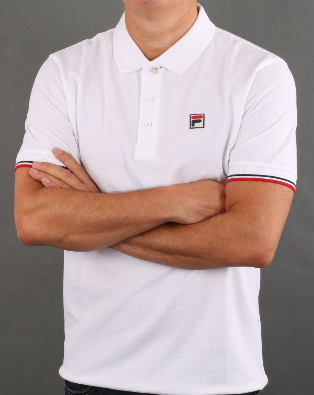 Fila Vintage Tipped Cuff Polo Shirt White
