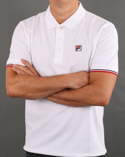 Fila Vintage Tipped Cuff Polo Shirt White