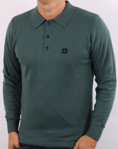 Gabicci Vintage Francesco Knitted Polo Teal Green