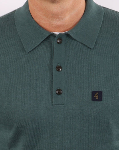 Gabicci Vintage Francesco Knitted Polo Teal Green