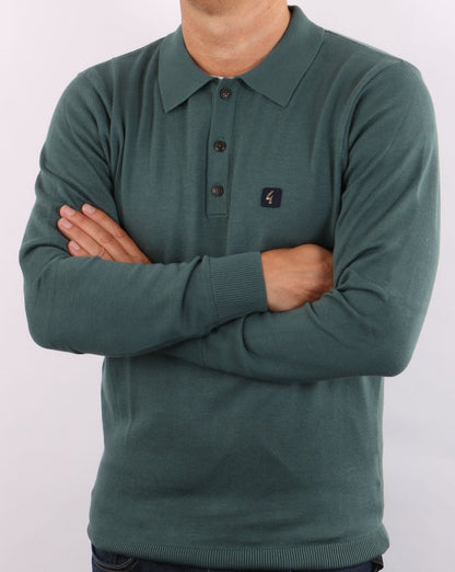 Gabicci Vintage Francesco Knitted Polo Teal Green